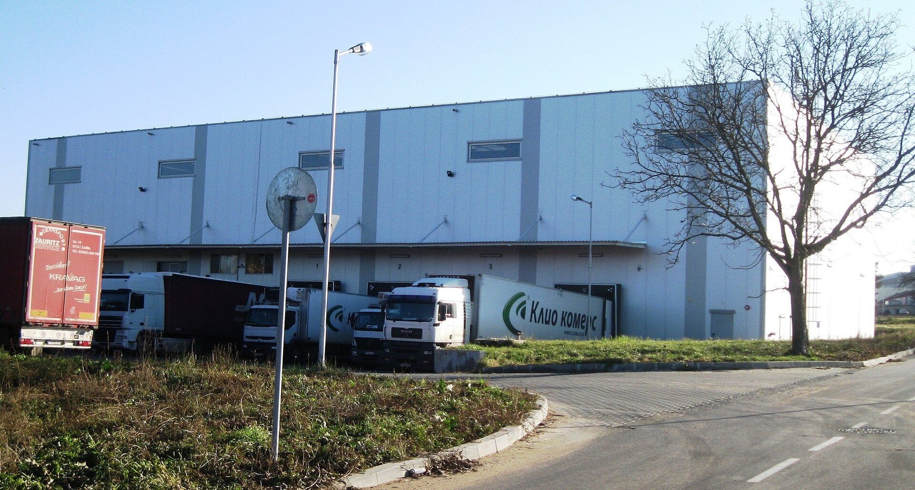 Exterior of a large storage warehouse