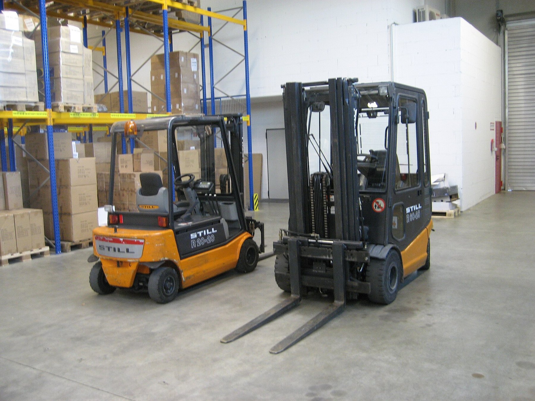 Forklift at work in a storage facility